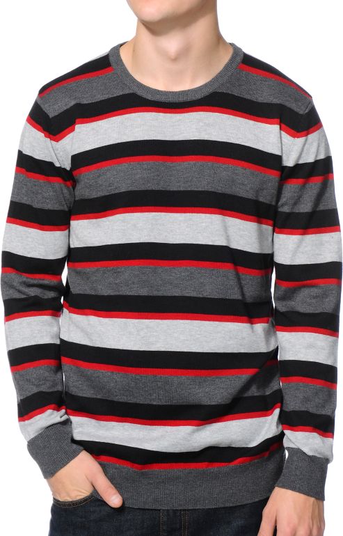 red and gray sweater